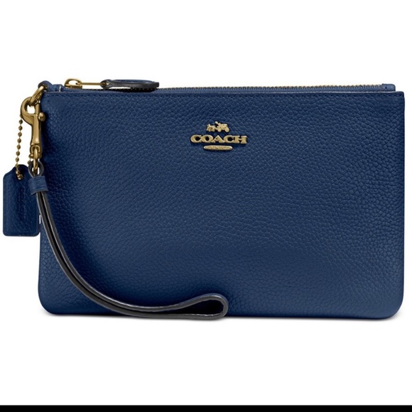 Coach Handbags - Coach Small Wristlet in Polished Pebble Leather 💙